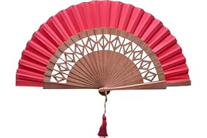 Komencu Handgefertigter Spanischer Fächer - 100% Baumwolle und Sipo-Holz - HandFächer aus Holz und Stoff - Fächer Damen