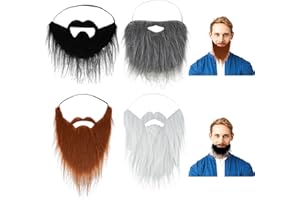 Ouligay 4 Stück Fake Bart Kostüm Schnurrbart Künstlicher Gefälschte Bärte Fake Mustache Falscher Bart Beard für Halloween Weihnachten Party Cosplay Zubehör Erwachsene