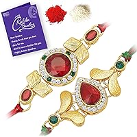 Sukkhi Cluster Rakhi Combo (Set of 2) with Roli Chawal and Raksha Bandhan Greeting Card For Men (CB73473)