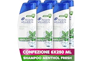Head & Shoulders Menthol Fresh Shampoo Antiforfora 250ml Formato Convenienza X6, Uso Quotidiano. Fino al 100% Protezione dalla Forfora. Clinicamente Testato. Tutti i Tipi di Cute e Capelli