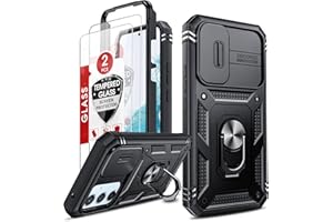 LeYi Etui na Samsung Galaxy A54 5G z [2 sztuki] Szkło hartowane, Obudowa kamery Suwak Ochrona 360 Full Protection Pierścień Uchwyt Zderzak Case,Czarny