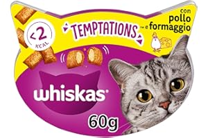 Whiskas Temptations Snack per Gatto con Pollo e Formaggio 60 g - 8 Vaschette