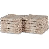 Amazon Basics 100% Organic Cotton Bath Towel Set 30 x 30 cm, Taupe Grey, Pack of 12