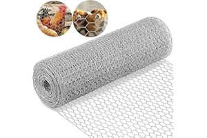 shsyue 15m Chicken Wire Mesh Roll, 40cm Heigh Wire Fencing Net for Poultry Pet Rabbit,Strong Garden Fence Animal Barrier,Anti-Rust Galvanized,DIY Craft Projects
