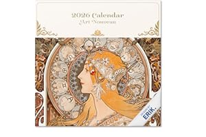 Grupo Erik - Calendrier 2026 Mural Art Nouveau - Calendrier Mural 2026 Mensuel │ Idee Cadeau : Calendriers Muraux │ De Janvier à Décembre : Espace pour notes et Illustrations décoratives (30x60 cm)