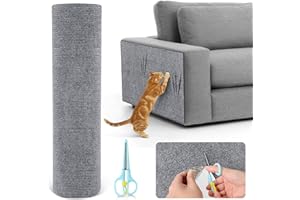 BIQIQI Tappeto Tiragraffi per Gatti, Tiragraffi Autoadesivo per Gatti, Antigraffio gatto divano, Proteggi divano gatti graffi per mobili, gatti, mobili, divano, porta 200 * 40CM Grigio chiaro