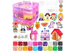 AJAZPER 11000 Pezzi Perline da Stirare, 20 Colori Perline a Fusione con Custodia, Pegboard, Guida Utente, Design gioielli, Decorazioni, Creativo Regali Compleanno Natalizio Fai-da-Te per Bambini (5mm)