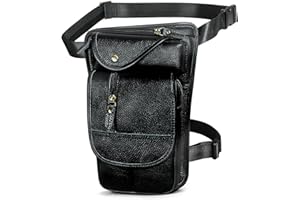 Handadsume Tela Resistente All'acqua + Vera Pelle Moto Equitazione Travel Coscia Borsa per Gambe Marsupio in Vita Per Gli Uomini Donne 913-5