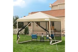 VIVOHOME Gazebo 2.4x2.4m Canopy Waterproof Outdoor Tent with Mosquito Netting Portable Roller Bag Easy Pop-Up for Yard Camping Picnic Party Events