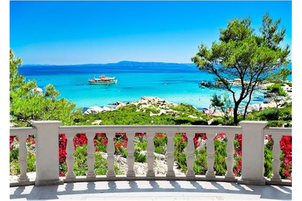 Runa Art Papier peint intissé Mer des Caraïbes 352 x 250 cm Toison Mur XXL Muraux Tapisserie Photo Décoration Murale Salon Chambre bleu vert 9029011c