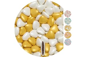 ‎EINSSEIN EinsSein 1kg Schokoherzen Dragees Mix medium weiss-gold pearl Gastgeschenke Hochzeit, Taufe, Kommunion, Kindergeburtstag | Schokodragees, Dragees in Herzform bzw. Schokolinsen als Ersatz für