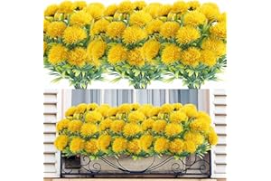 ALAGIRLS 6 sztuk sztucznych kwiatów dekoracja mniszek lekarski żółty balkon sztuczne rośliny ogród dekoracja salonu sypialni H2302-Yellow