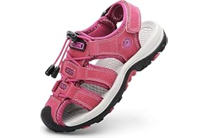 ZYLDK Unisex-Kinder Sandalen Leder für Jungen Mädchen Strand Geschlossene Wandersandale Trekkingsandalen Sport- Outdoor Sommer Atmungsaktive Freizeitschuhe Wanderschuhe 28-37 EU