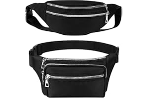 XIALVYU 2Pack Bumbags for Ladies Waist Bags Travel Waterproof 4 Zip Pockets Fanny Pack Waist Pack Adjustable Belt Waistpacks for Women Men Running Outdoors,Hiking,Travel,Gifts
