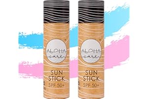 ALOHA CARE Aloha Sun Stick SPF 50+ | Protector solar mineral teñido para el surf | Tubo de papel ecológico (2-pack azul + rosa)