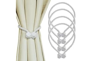 Yazikisa Vorhang Raffhalter Magnetische Weiße 4 Stück Gardinen Raffhalter Magnet Innen Vorhänge Holdbacks Halter Seil Kinderzimmer Wohnzimmer Büro Dekoration Fenster Zubehör