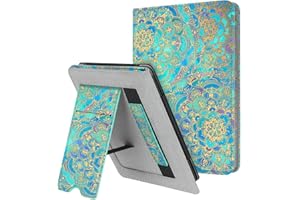FINTIE Stand Case for 6" Kindle Paperwhite (Fits 10th Generation 2018 and All Paperwhite Generations Prior to 2018) - Premium PU Leather Sleeve Cover with Card Slot and Hand Strap, Shades of Blue