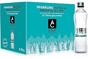 AQUA Carpatica Glass 330ml x 12 - Pure Natural Sparkling Mineral Water for Optimal Hydration, Nitrate-Free, Abundant in Calcium & Magnesium, Naturally Alkaline, Enriched with Natural Electrolytes