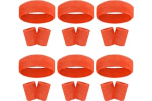 GEEBUZZ 18 Stück Schweißbänder Stirnband Armband Set Bunt gestreift Frottee Sport Athletic Gym 80er Jahre Schweiß Stirnbänder Armbänder