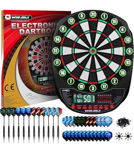 DartPro elektronische dartborden - Dartbord met 6 dartpijlen [draadloos te gebruiken] - Innovatieve dartmachine met 65 variaties - Voor 1 tot 8 spelers