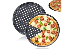 LANYOTA Pizza Pans,2pcs 12'' Baking Tray Round Non-Stick Perforated Pizza Baking Set,PizzaPans with Holes for Home Kitchen Oven