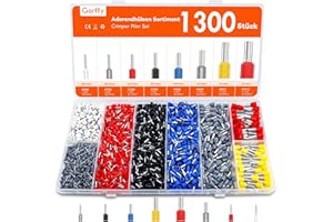 Gorffy Aderendhülsen Set 1300 Stück, Aderendhülsen 0,5 mm² - 10 mm², Isolierte Aderendhülse Sortiment, Aderendhülse Set für Drahtverbindung