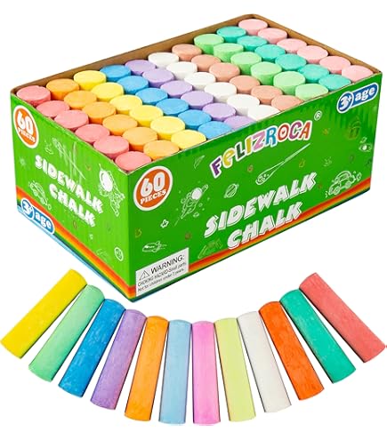 Colored Chalk Kids Ultimate Sidewalk Chalk Set, Pink Box Handle - 37 Pieces Outside Games For Kids