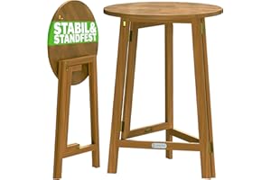 ‎CASARIA Casaria® Stehtisch Holz Klappbar 110cm Hoch 80 cm Rund Akazie Rustikal Indoor Outdoor Bistrotisch Biertisch Gartentisch Klapptisch Partytisch Bartisch
