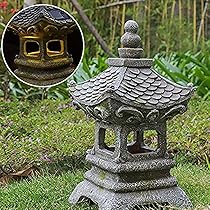 ALOAK Asian Solar Zen Pagoda LED Garden Statue, Indoor Outdoor
