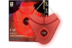 FAQ 211 Maschera anti-age collo e décolleté con NIR + 7 LED - Skincare di lusso per rughe e segni del tempo - Leggera, indossabile e senza fili - Silicone flessibile per un’azione uniforme