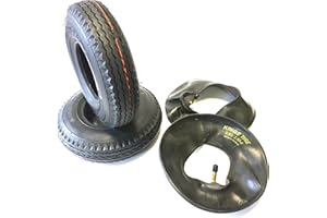 ROLKO Lot de 2 pneus de Fauteuil Roulant 2.80/2.50-4, Noir, 2 tuyaux équerre, Stable 4 pneumatiques en PR avec Profil Route, Fauteuil Roulant pour Scooter