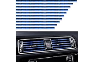 VICDUEKG 10 Pcs Bandes de DIY Style Décoration de Sortie d’Air de Voiture, Moulures de Voiture Bandes de Garniture intérieure d'évent de Bricolage pour Voitures De Sortie d'air Droites (Glace Bleue)