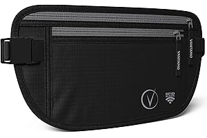 Vantamo Marsupio Uomo & Donna Ultrapiatto con protezione RFID, Marsupio Antiscippo con Cintura Regolabile, Ideale per Corsa e Escursioni e Viaggi, Leggero Cintura Portasoldi Sicuro