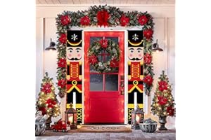 FYZSJWL Weihnachtsbanner, Nussknacker Weihnachtsbanner, Weihnachten Veranda HäNgende Dekorationen, Soldatenmodell Nussknacker Banner FüR Veranda, Haustür, Kinderparty, Hof, Tor, 1 Paar, 30 X 180 Cm (A)
