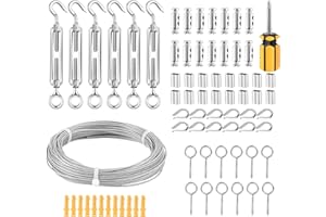 ABIMARS Garden Wire Rope 2MM Kit, 30M Stainless Steel PVC Coated Metal Cable Wire Rope with Turnbuckle Wire Tensioner for Garden Climbing Plants, Fence, Picture, Clothes Line, Light Hanging