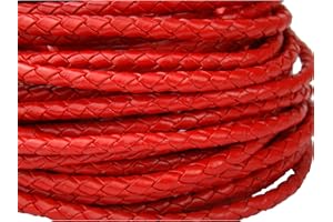 esnado Lederschnur Rund geflochten 3 mm. Rot 2 m - Länge: wählbar