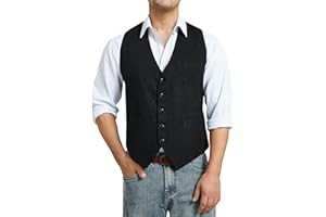 HISDERN Chaleco Formal Hombres Tweed Chaleco Lana Chalecos de Traje para Hombre