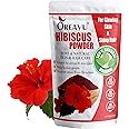 OREAYU ™ 450 gm Organic Hand Picked Hibiscus Flower Powder for Hair | Skin | Face | 100% Natural & Herbal | - 450 Grams, Hair Pack