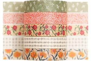 Songdao Lot de 5 rouleaux de ruban adhésif washi fantaisie pour loisirs créatifs, enfants, scrapbooking, bricolage, emballage cadeau (6 champs d'été)