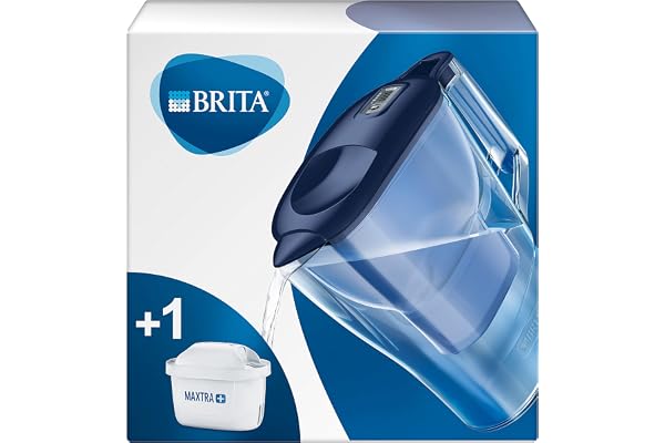 BRITA Carafe filtrante Aluna Bleue + 1 Filtre MAXTRA+, réduit Le calcaire, Le Chlore et Le Plomb pour Une Eau du Robinet Plus Pure, sans BPA.