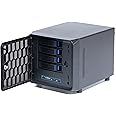 KCMconmey 4 + 1 Bay DIY NAS Case, 4 x 2.5/3.5 Tray + 1 x 2.5 Internal Bay. Compatible ITX MB Flex PSU. with Front USB 3.0 8cm Chassis Fan Hot Swap Backplane. Network Attached Storage Enclosure.