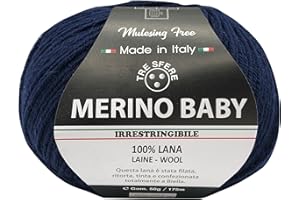 FILATI ITALIANI lana Merino Baby 100% merinos da 50g - 175 metri per uncinetto 3 per copertine da nenonato e capi di abbigliamento di qualita superiore - made in italy (blu - 025, BABY)