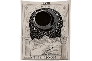 INTDORM Tarot Moon Tapestry Zodiac Astrology Meditation Medieval Tarot Decor Wall Tapestry For Bedroom (130x150cm)