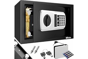 DEUBA® Cassaforte Elettronica con Combinazione 31x20x20cm LED Doppio Bullone in Acciaio Cassetta Sicurezza Nera