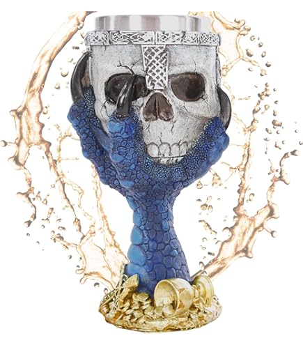 Calice Fantasy 'Uovo Dell'Azur Dragon' - Coppa Da Vino 160ml, Design Medievale, Altezza 19cm - Foto 7