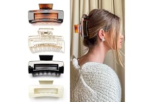 Kavya 4 pinzas para el pelo grandes, de plástico, rectangulares, pinzas antideslizantes para el pelo con estampado de leopardo, adecuadas para mujeres, pelo largo y grueso (B)