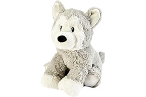 Warmies Peluche Husky Borsa di Grano Riscaldabile al Microonde Profumata con Lavanda Francese, Orsetto Caldo o Freddo per Rilassamento e Sollievo Caldo, Orsetto Ponderato Borsa di Grano