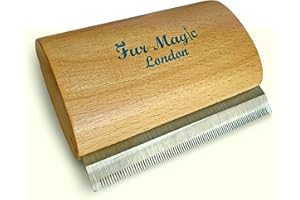 Fur Magic Wooden Deshedding Tool for Dogs and Cats, Grooming Brush for Shedding, 4 inches