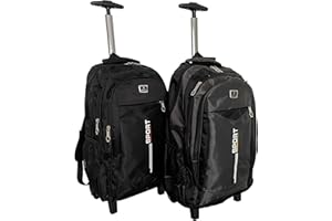 RHP Mochila con función trolley – Mochila con compartimento para portátil para escuela, universidad, viajes, excursiones o compras, maleta de viaje, gris, Mochila con ruedas