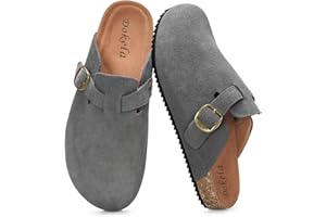 DOKELA Suede Clogs for Women Men Soft Cork Footbed Leather Mules Comfort Slippers Potato Shoes with Arch Support